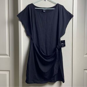 DKNY T-Shirt Dress Women’s Size XL Black Short Sleeve Dress With Tie NEW
